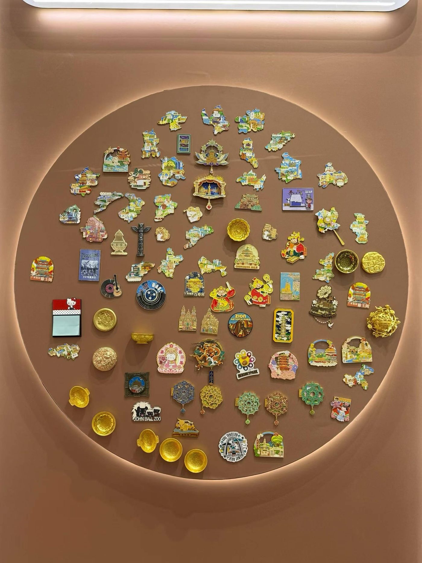 Enamel fridge magnet collection display