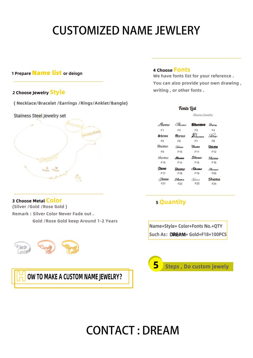 Custom name jewelry order workflow